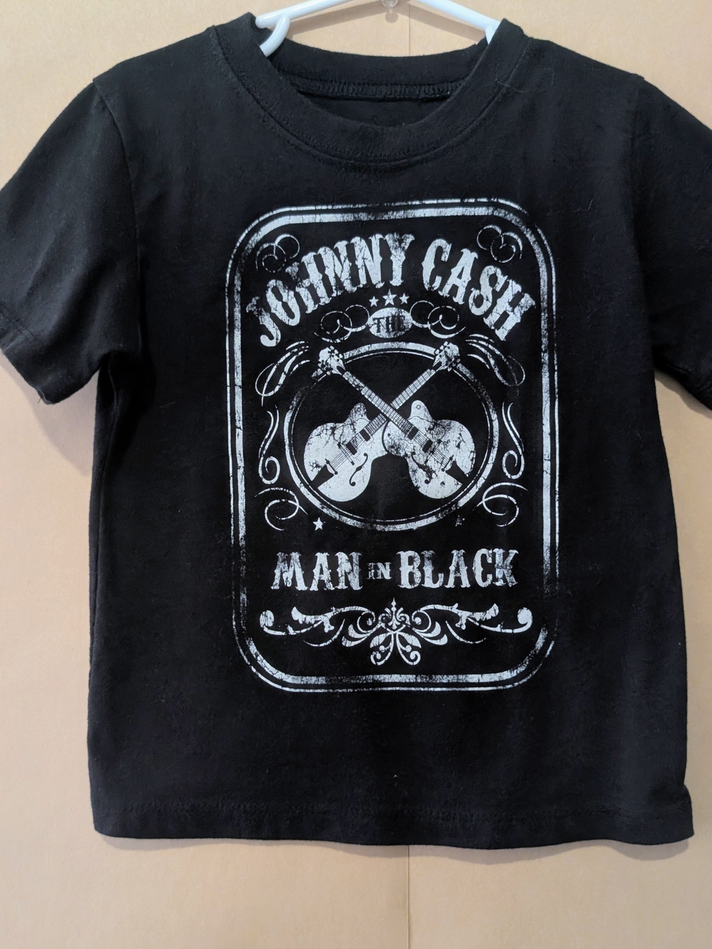 Black Johnny Cash "Man in Black" Graphic Tee - White Print - 5T